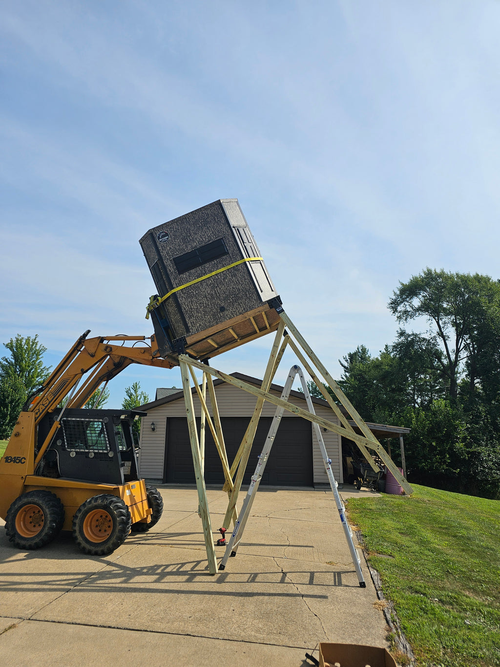 Whitetail Creations service: On-site blind and stand setup example; not model-specific